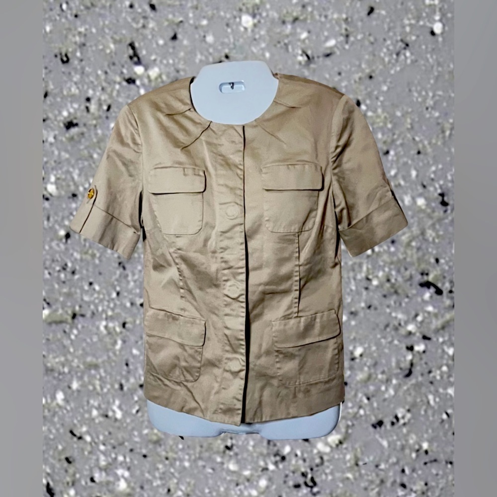 Michael Kors Tan Khaki / Cargo Style Snap Up
Short Sleeve Jacket Shirt